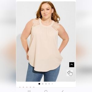 Torrid studio crepe de chine lace trim blouse size 0